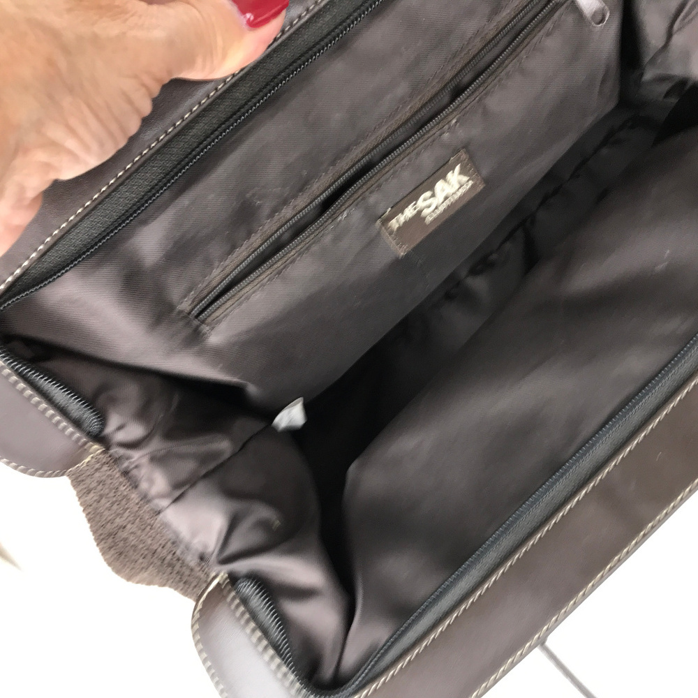 The SAK bag, Brown Double Handle Knit